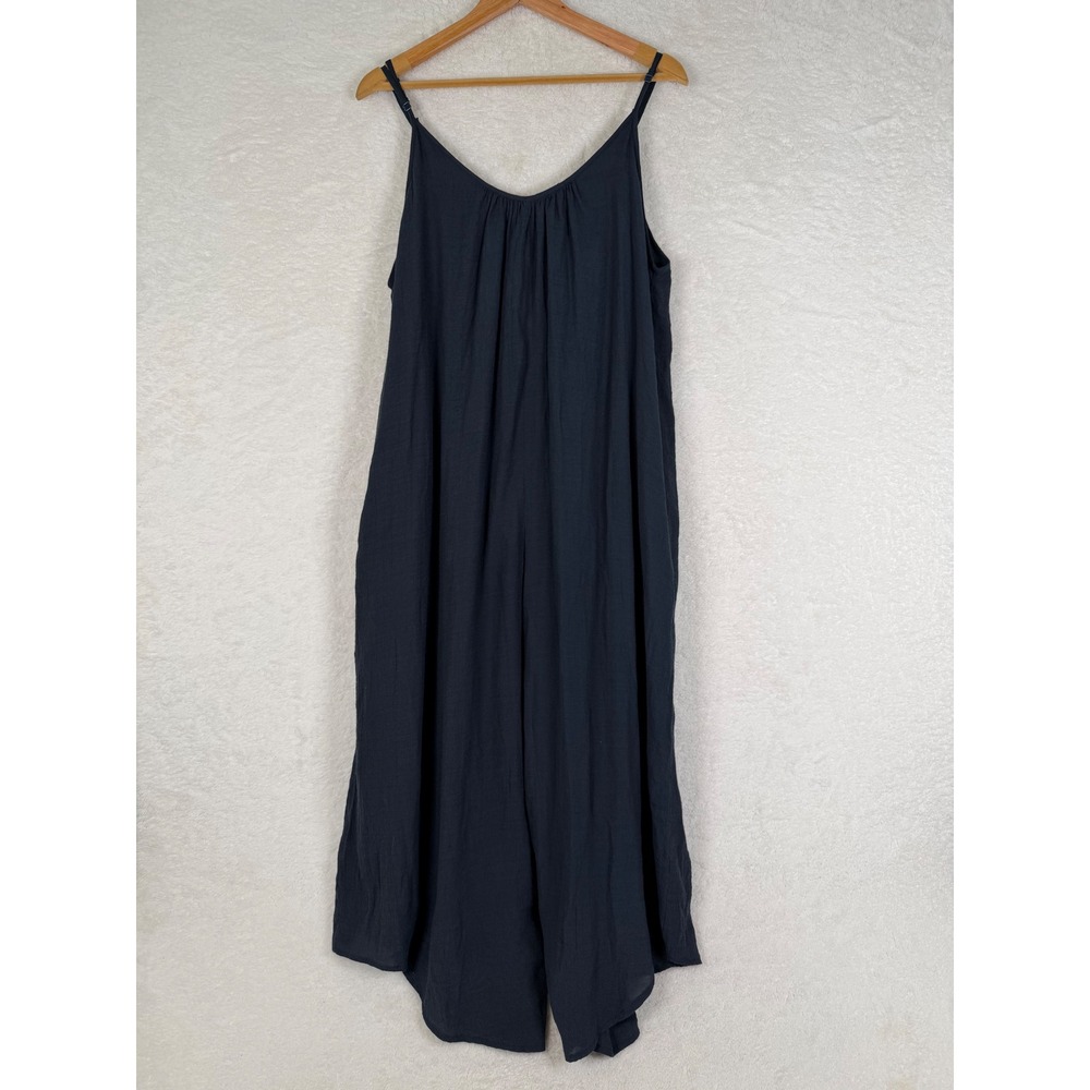 Wishlist Jumpsuit Womens Large Navy Blue Boho Wide Leg Sleeveless WL17-0325